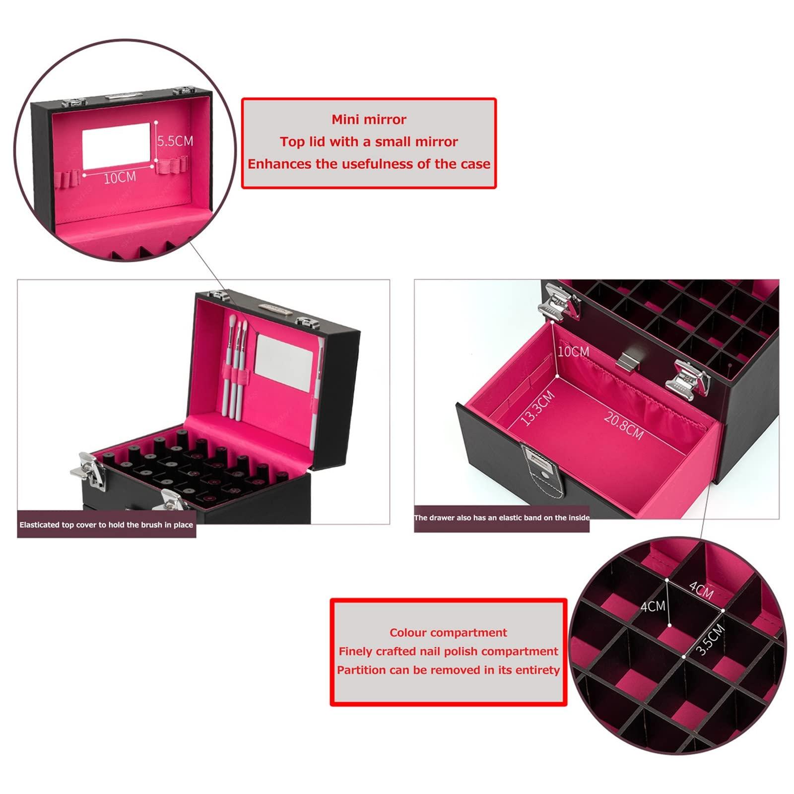 HJXGQJM HJXGQJM Travel Makeup Case Artist Makeup Train Case Cosmetic Organizer Storage Drawers, Black Handy Cosmetic Case, Leather Cosmetic Case, For Cosmetics Makeup Brushes Toiletry Jewelry cosmetic case