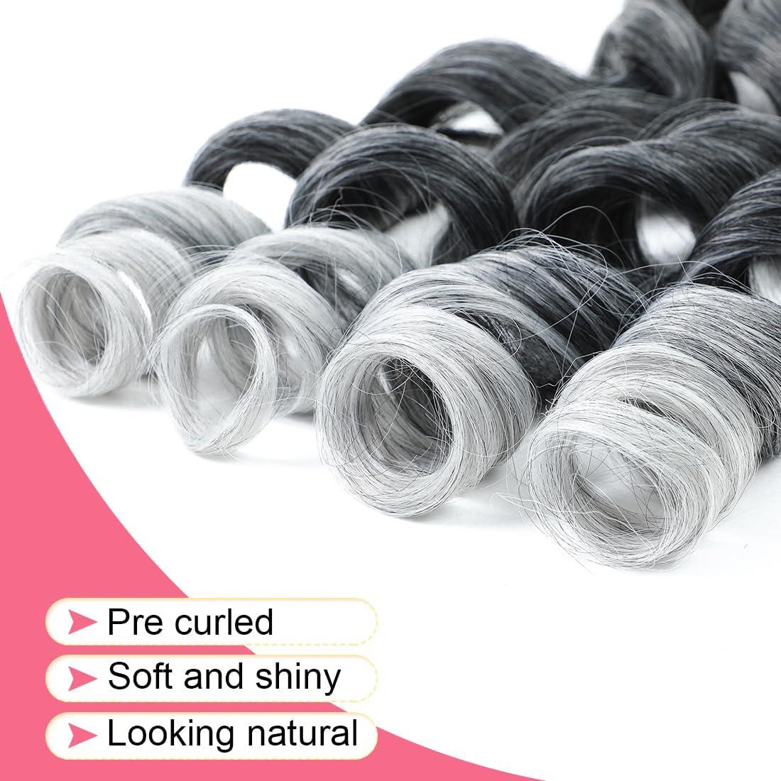 WIPPORYA WIPPORYA French Curly Braiding Hair 24 Inch 6 Packs Black Loose Wave Bouncy Crochet Hair Pre Stretched 100g/pack Yaki Curly Braiding Hair for Black Women Hair Extensions ((Pack of 6),24inch,tgray)