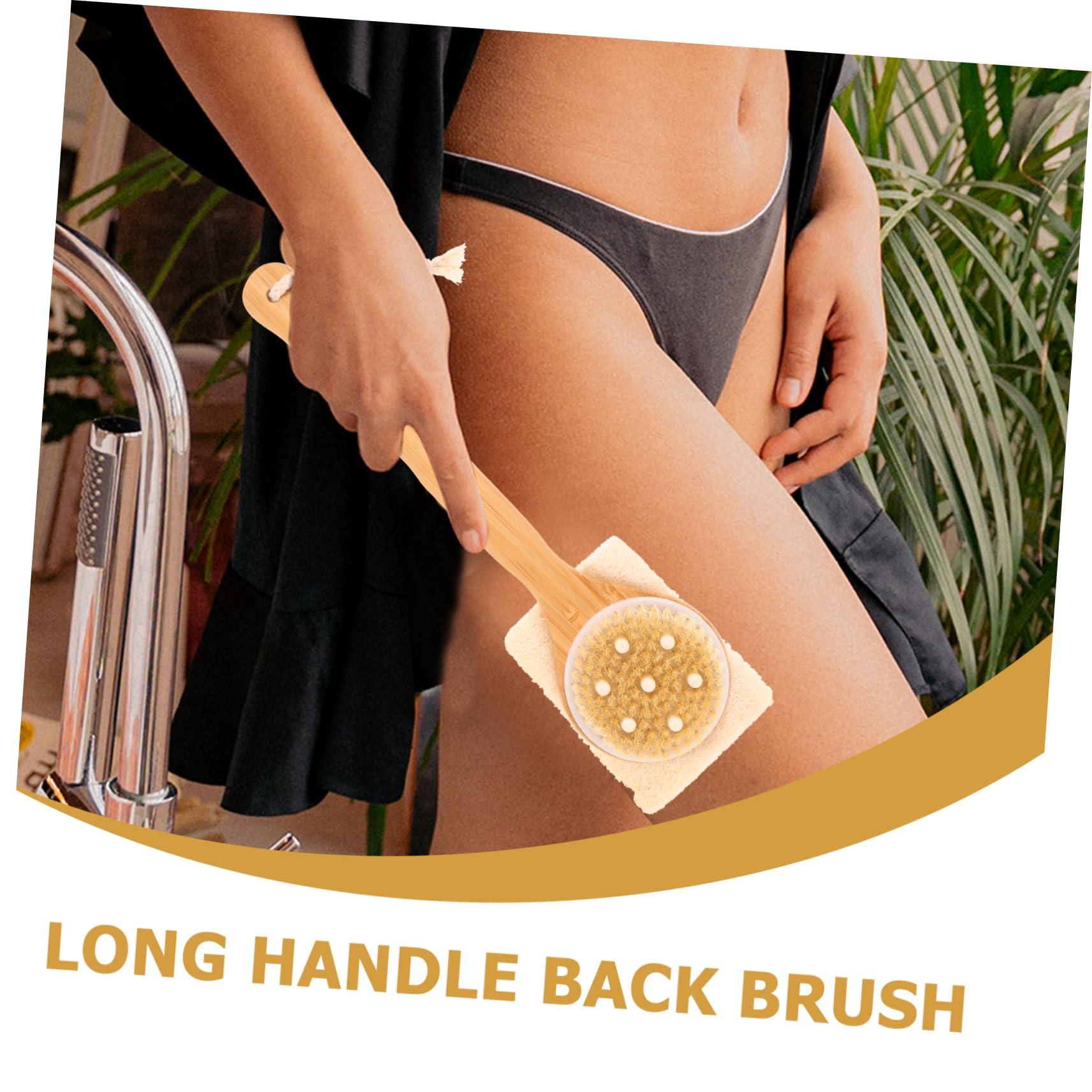 COLLBATH COLLBATH Natural Loofah Bath Brush with Long Handle Double Sided Exfoliating Skin Scrubber for Bead Loofah Sponge for Body and Foot Cleaning