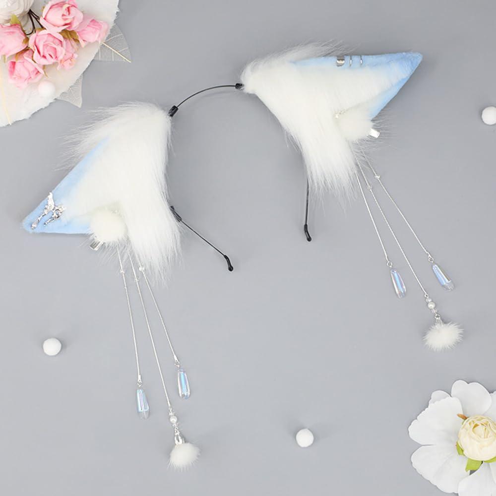 TTYAO REII TTYAO REII Fluffy Fox Cat Wolf Ears Headband Faux Fur Animal Ears Headwear Lolita Costume Hair Accessories for Cosplay Party