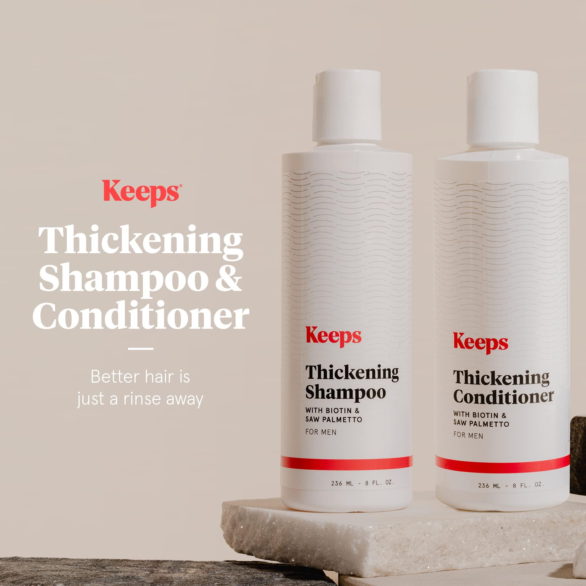 Keeps Keeps Hair Growth Shampoo and Conditioner Set - Treatment for Thinning Hair and Hair Regrowth - Men\'s Hair Products Infused with Biotin, Caffeine, & Saw Palmetto