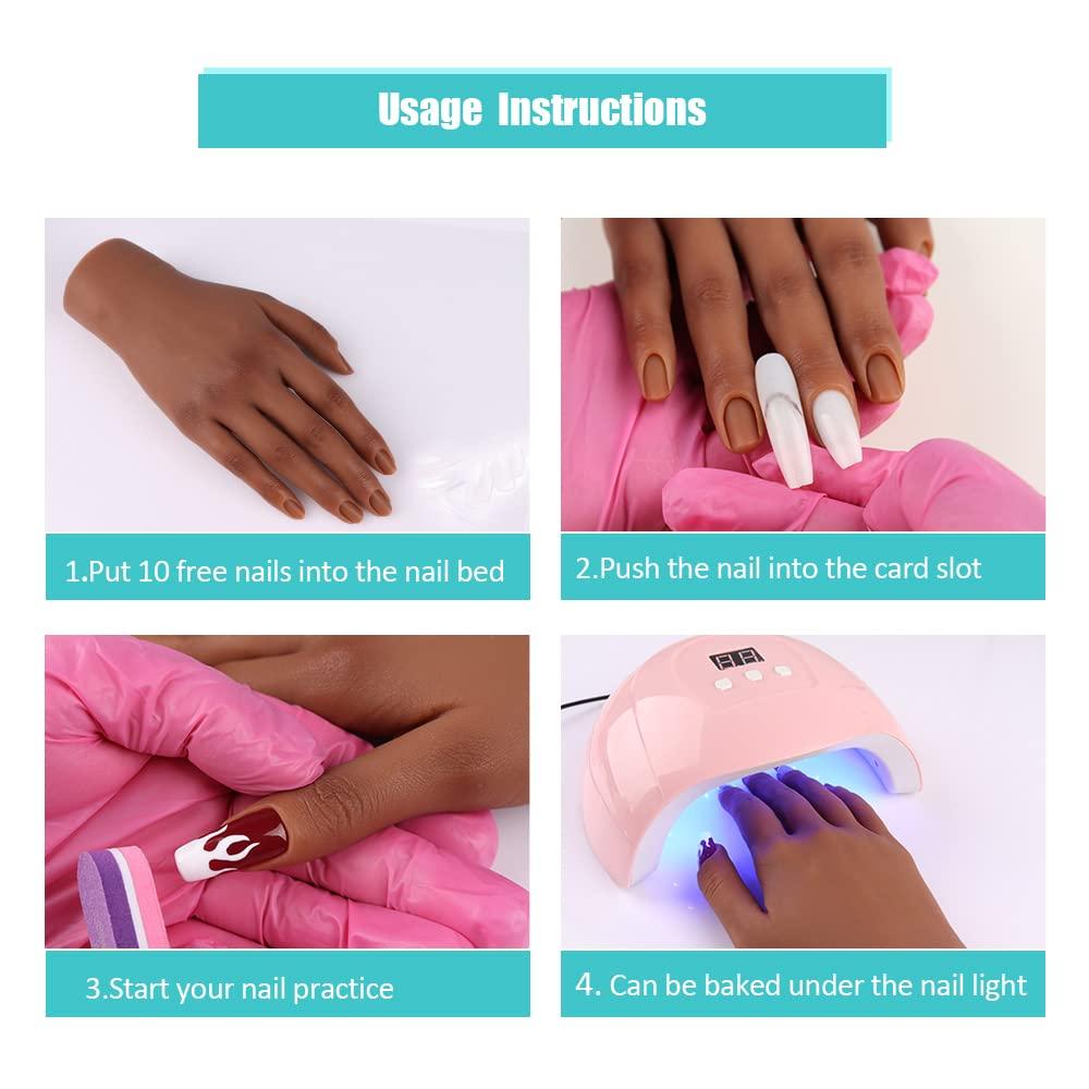 KnowU Silicone Practice Hand for Acrylic Nails,Fake Hands to Practice Fake Nails Mannequin Hand for Nails Practice and Nail Art