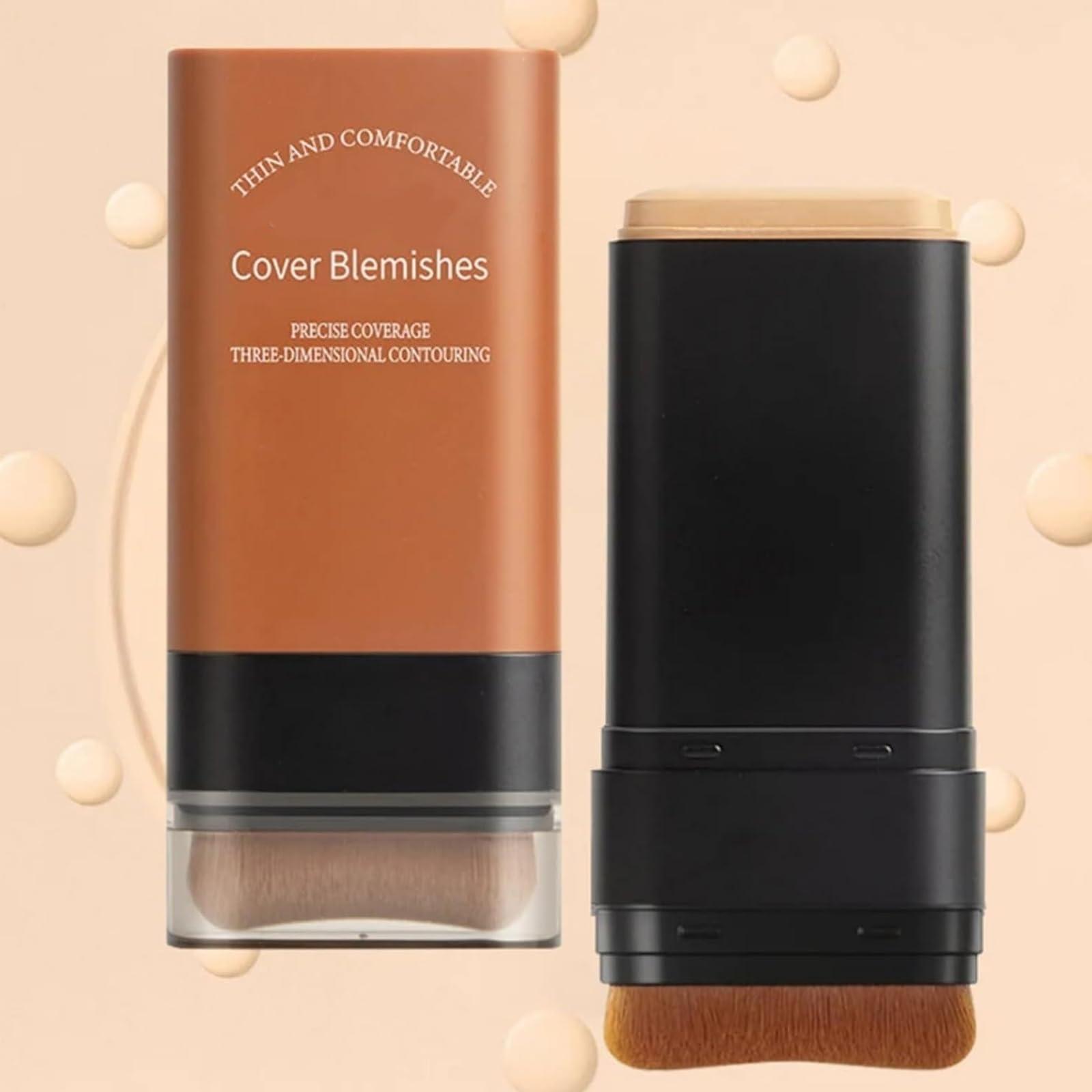 lfjfaecx Hydrating Lightweight Foundation Stick with Brush, Multi-Use Foundation Stick Makeup, Korea Buildable Eraser Foundation Longwear Face Contour Stick, Longwear Waterproof Face Makeup Stick (01 Ivory)