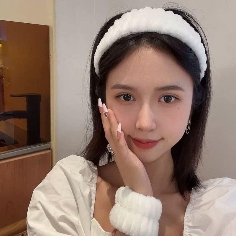 YIYEI YIYEI Face Wash Headbands Wristbands, Spa Headband for Washing Face with Matching Wristbands,Headbands Wrist Towels for Girls Washing Face Makeup Skincare Prevent Water Running Down (Pink)