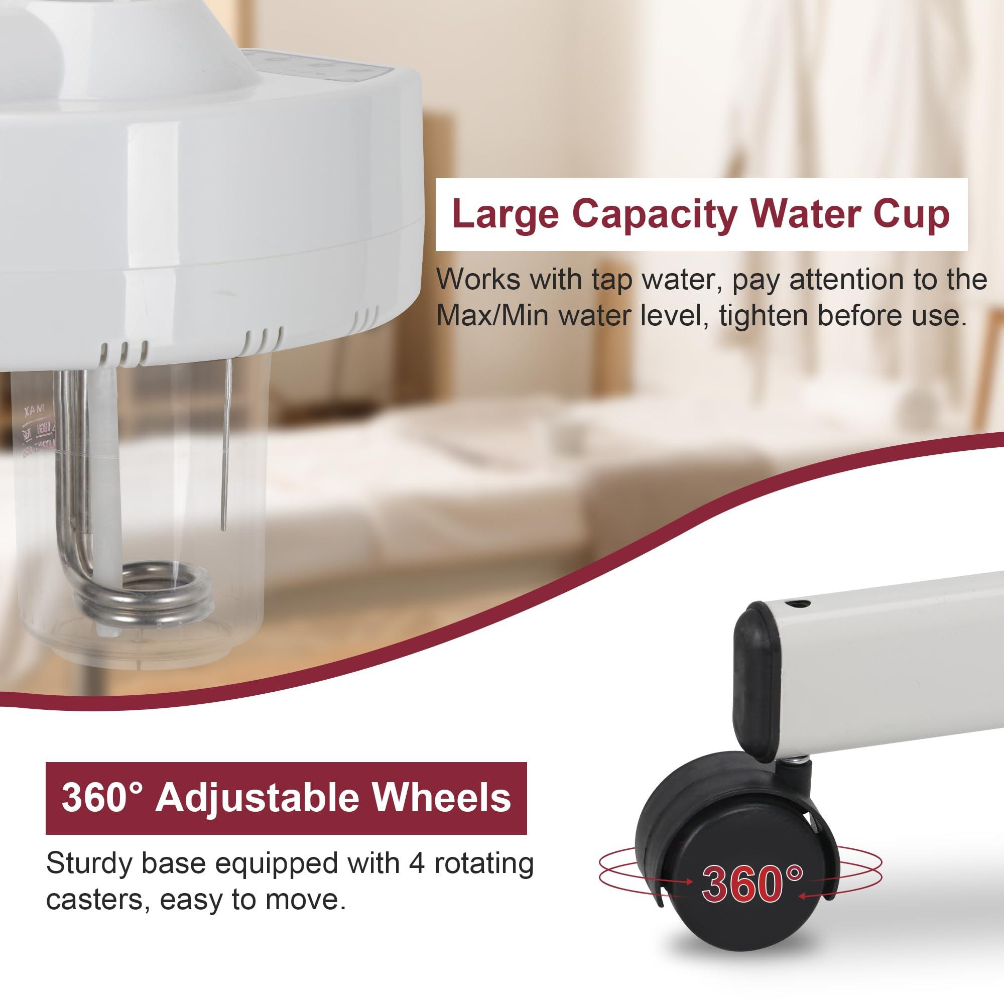 Epetlover Epetlover Facial Steamer On Wheels Professional Face Steamer Machine for Home Spa Facial Deep Cleaning, Ionic Ozone Hot Mist Skin Care Equipment with Stand