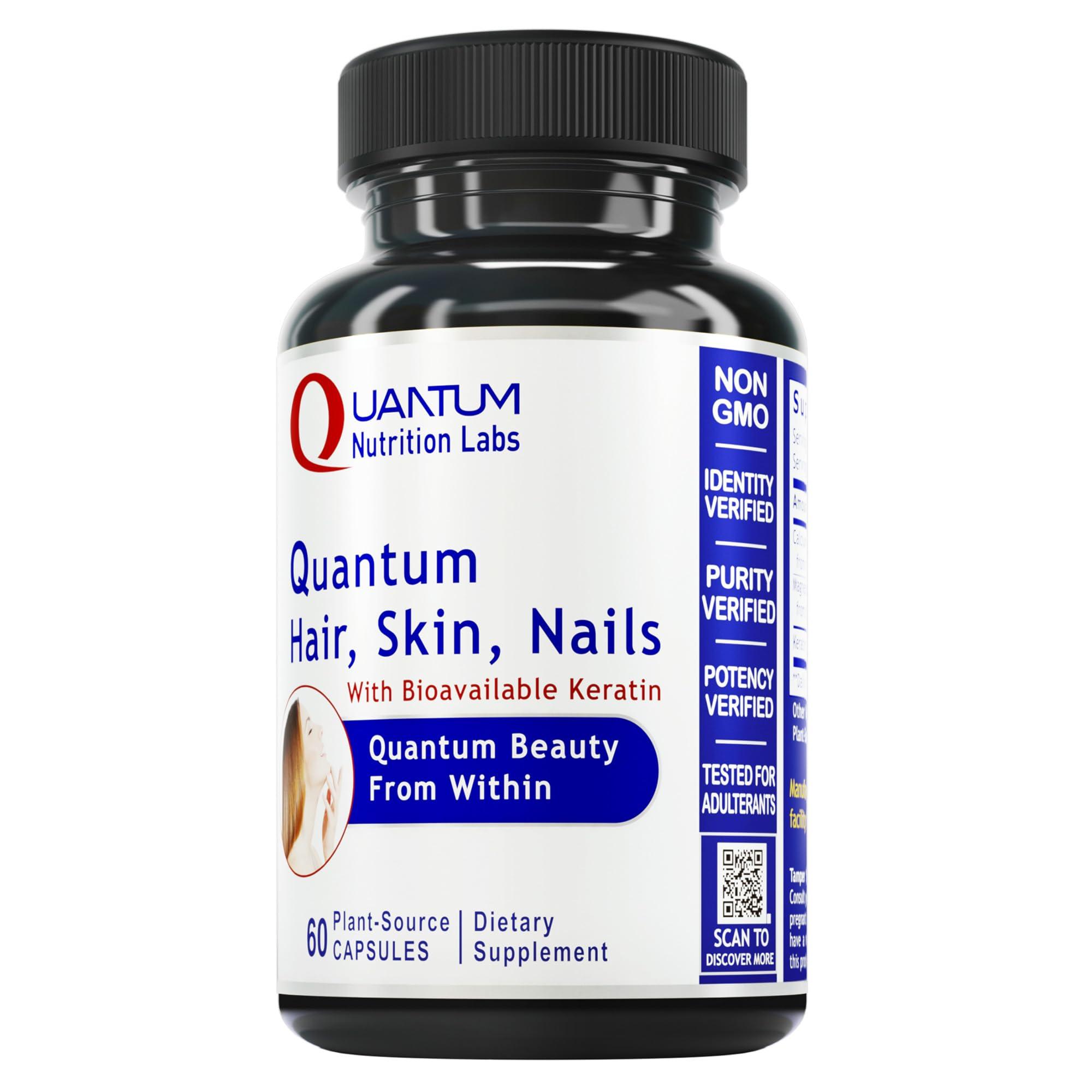 Quantum Nutrition Quantum Nutrition Labs Hair Skin and Nails - Keratin Supplement, Hair Growth Supplement for Women & Men with Magnesium, Calcium, Beauty from Within for Hair, Skin and Nails - 60 Vegetarian Capsules