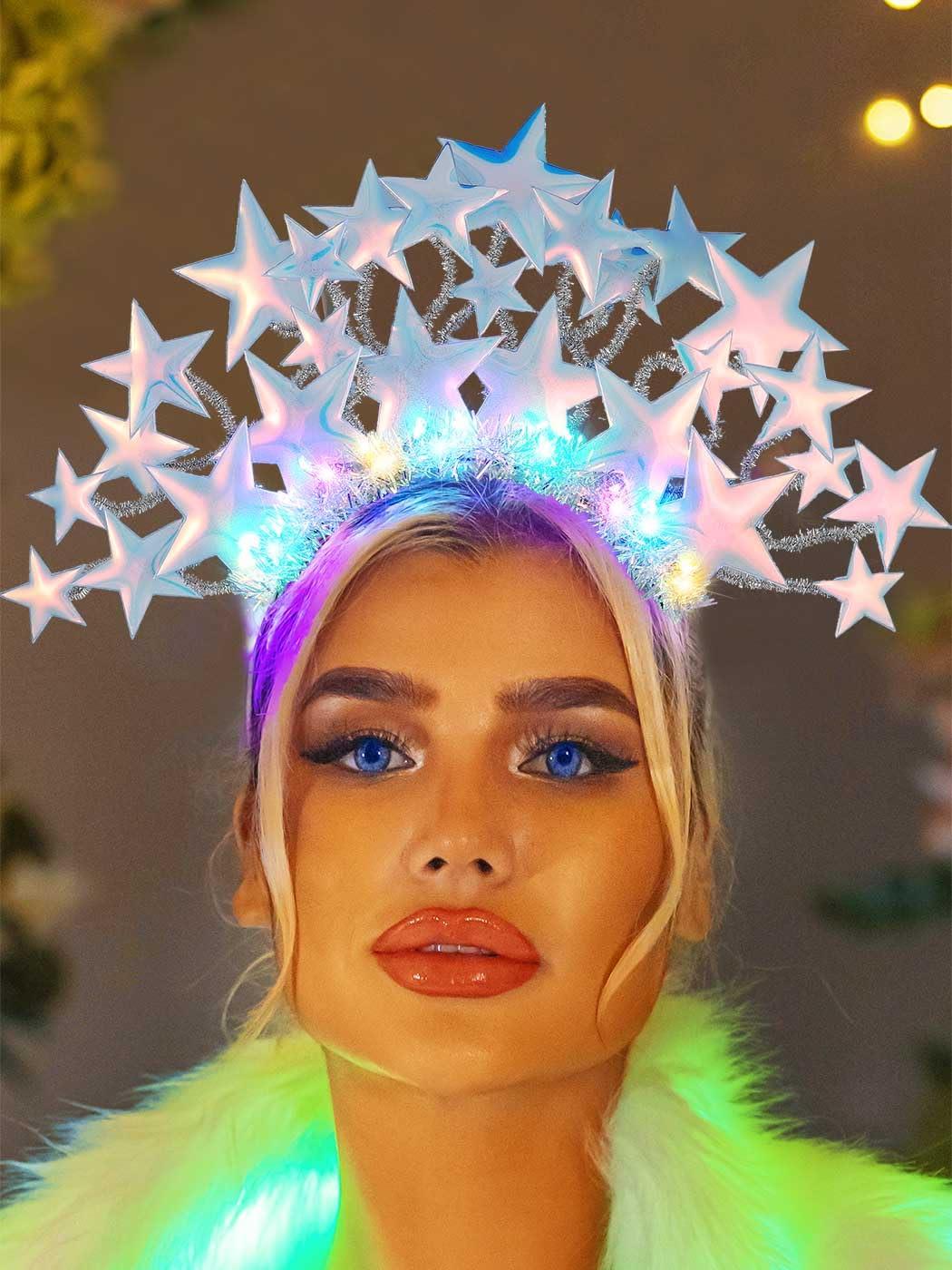 GORTIN GORTIN Light Up Star Headband LED Headpiece Glow Costume Rave Hair Accessories for Women