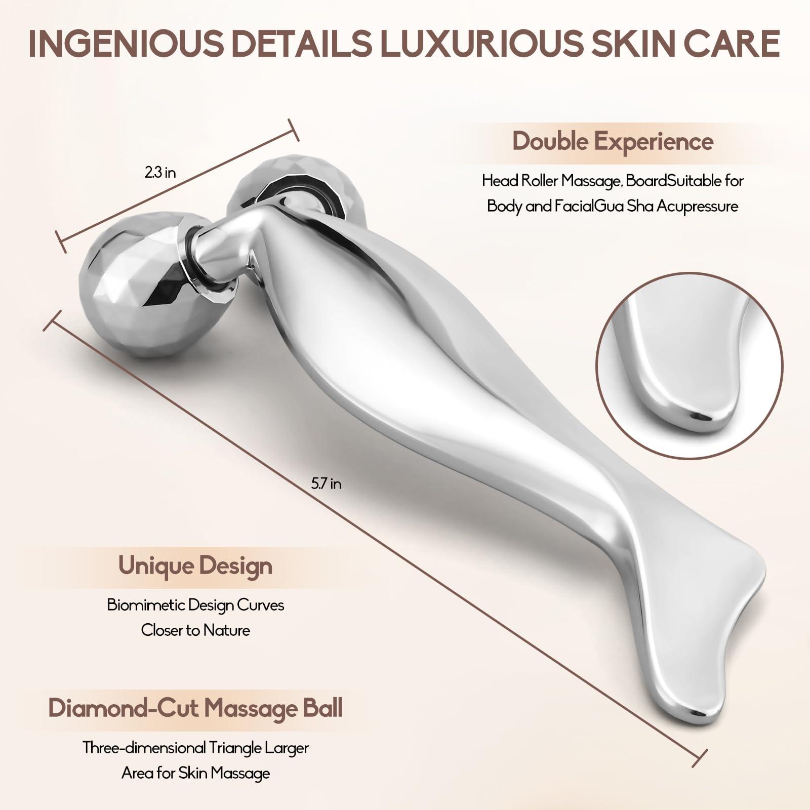 Running man 3D Metal Face Roller-Face Lift and V-Shaped, Face Massager-Anti-Aging and Relieves Facial Puffiness, Gua Sha Massage Tool for Face Neck Eye Body Skin Care