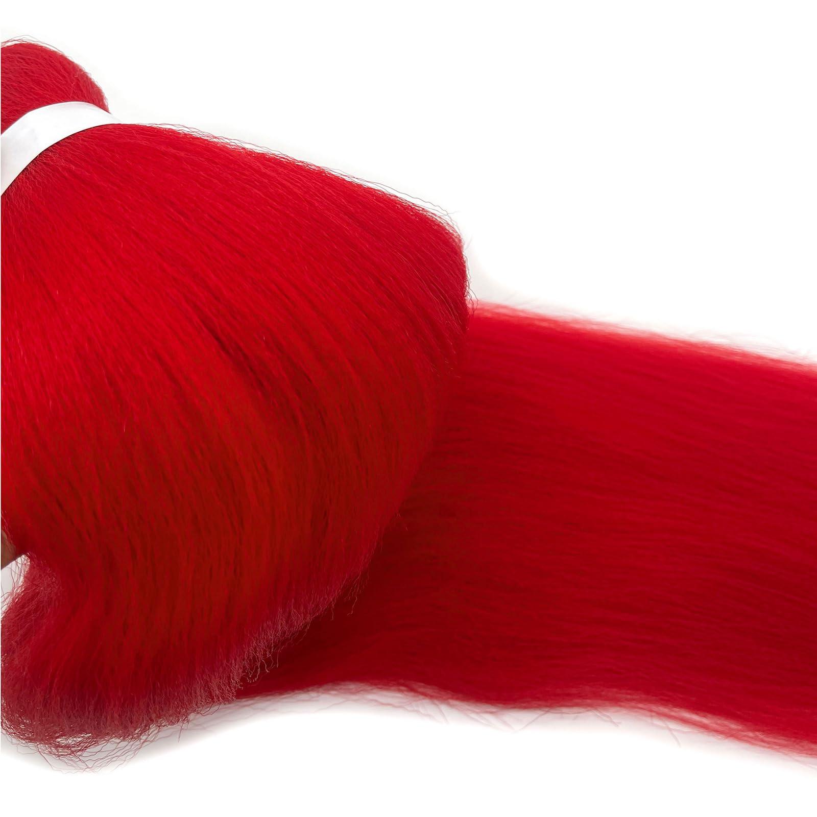 UPruyo UPruyo Red Pre Stretched Braiding Hair Kanekalon Red Braiding Hair Pre Stretched Synthetic Hair Extensions for Braiding Box Braids Long Yaki Knotless Micro Prestretched Braiding Hair 26 inch