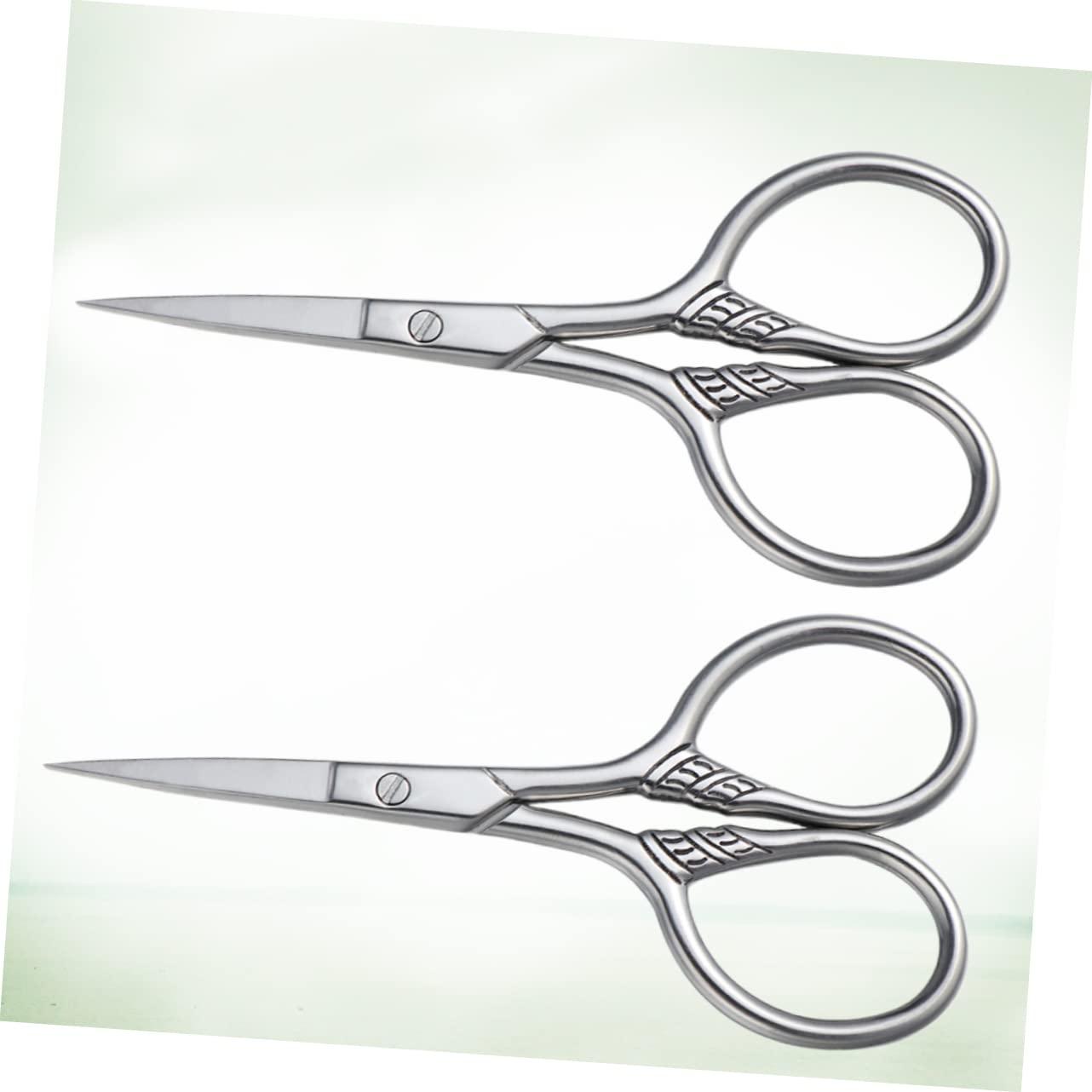 FOMIYES FOMIYES Mens Mustache Grooming Scissors 2Pcs Stainless Steel Trimming Shears Silver Professional for Barbershop Use