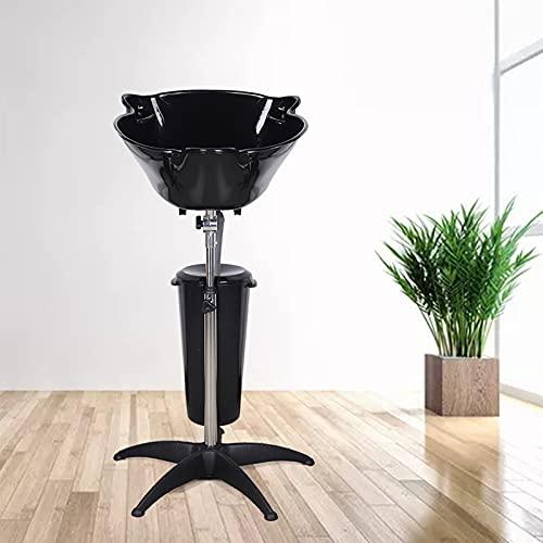 WANLECY WANLECY Portable Shampoo Bowls with Drain Hose and 10L Bucket, Height and Angle Adjustable Hair Washing Sink for Salon, Barber Shop and Home (Black)
