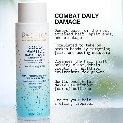 Pacifica Pacifica Coco Peptide Damage Care Shampoo & Conditioner Set - Repair Colored, Heat Treated Hair, Split Ends & Breakage, for Dry Hair - Clean Vegan & Cruelty-Free Dermatologist Tested