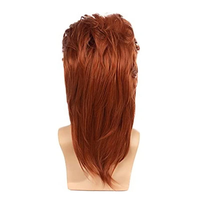 Weiara Mullet Wigs for Men, 80S Long Hair Curly Orange Wig 70S Curly Disco Punk Rock Ginger Wig for Halloween Cosplay Christmas Party