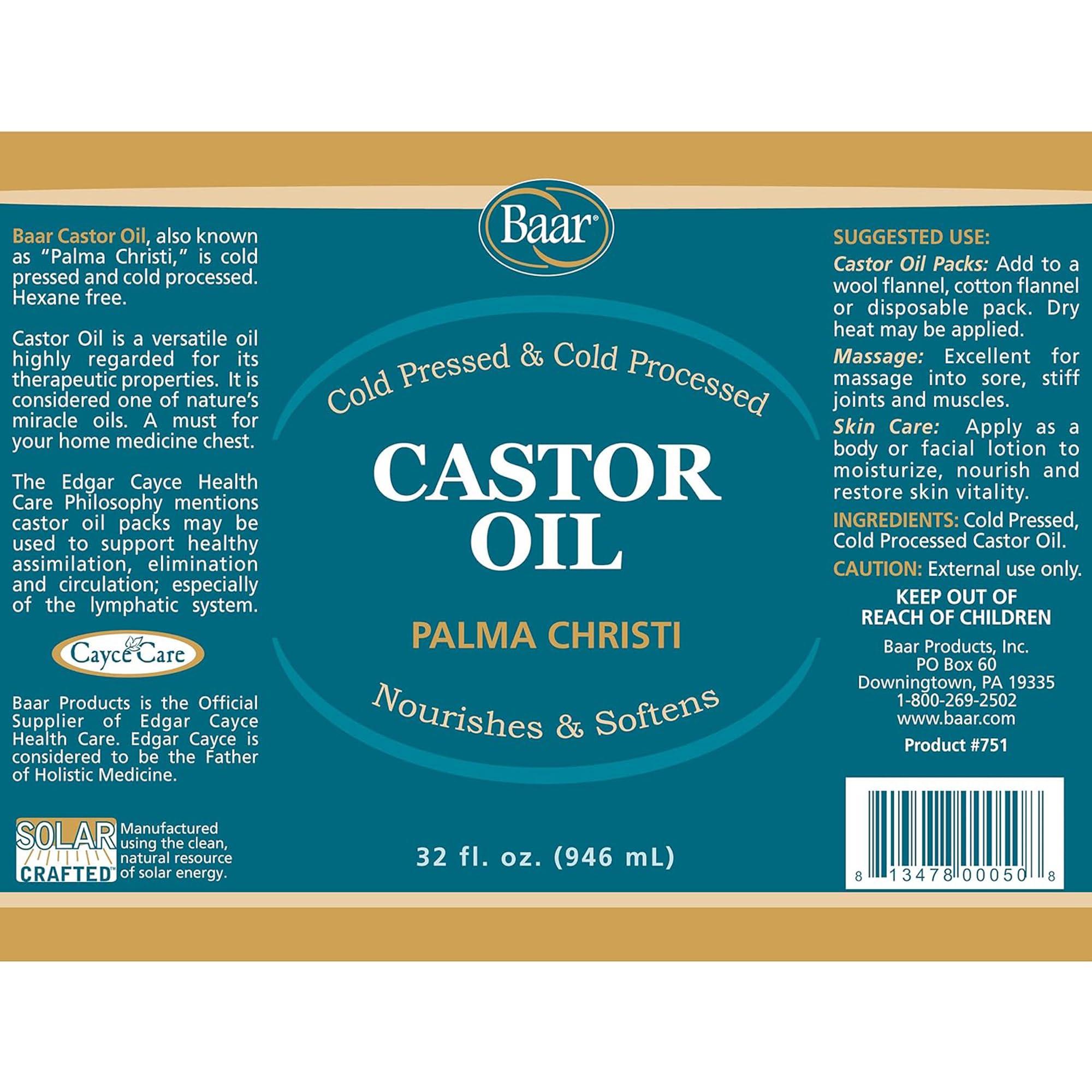 Baar Baar Cold-Pressed, Cold-Processed, Hexane Free Castor Oil, 32 Ounces