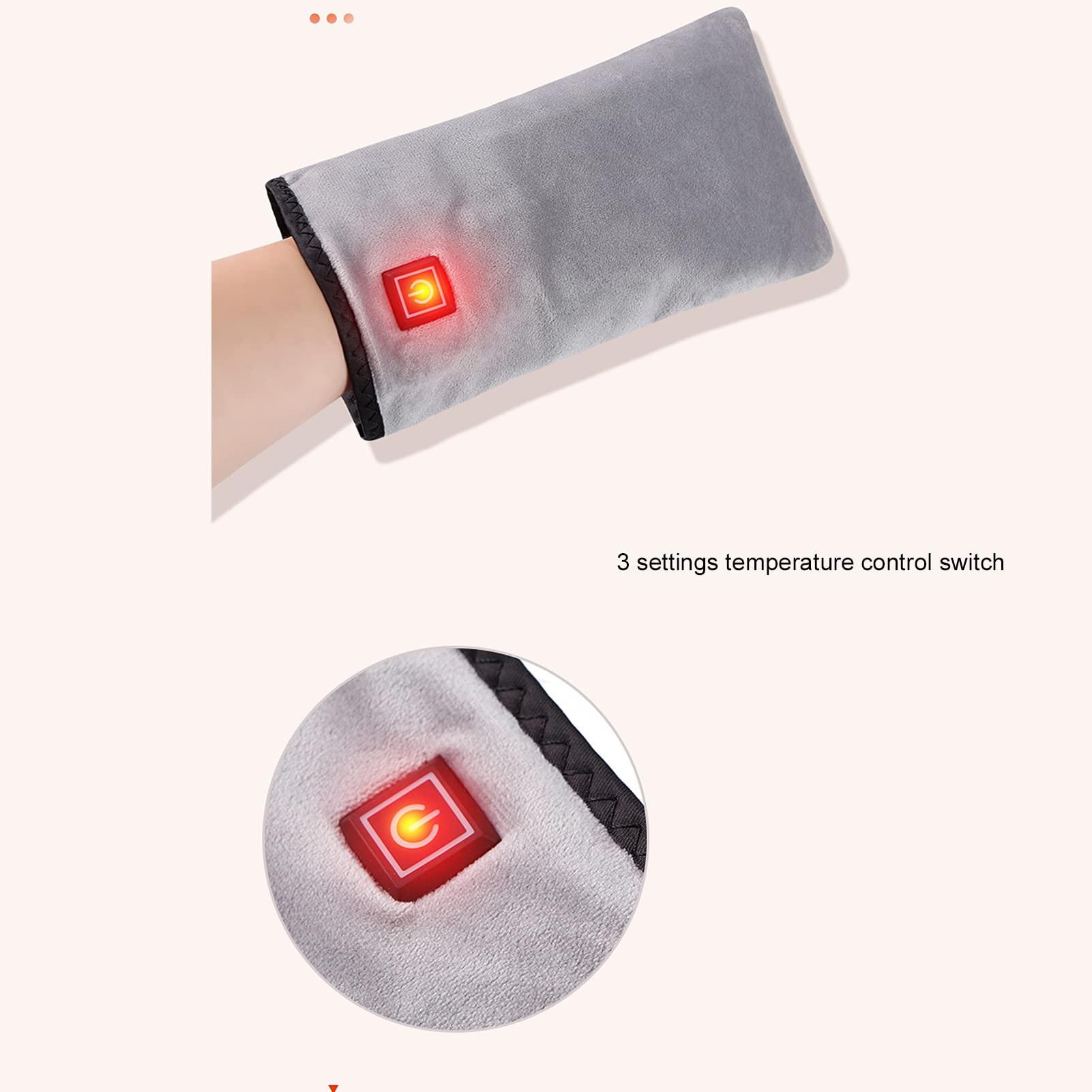 Brrnoo Heated Gloves,3 Settings Electric Heated Mittens Gloves for Arthritis and Hand, Hand Warmer Gloves for Spa Hand Care Women Beauty Nail Art Manicure (Grey)