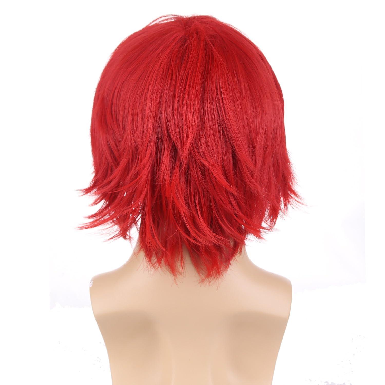 RightOn RightOn 12 Inches Red Wig Short Red Costume Wig Red Wigs for Man and Woman Cosplay Party