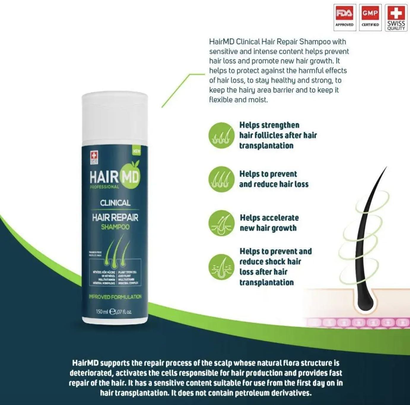 Hairmd HairMD Transplant Clinical Repair Shampoo - 150ml Biotin Shampoo for Hair Growth, Exclusive Anti Hair Loss Sensitive Shampoo