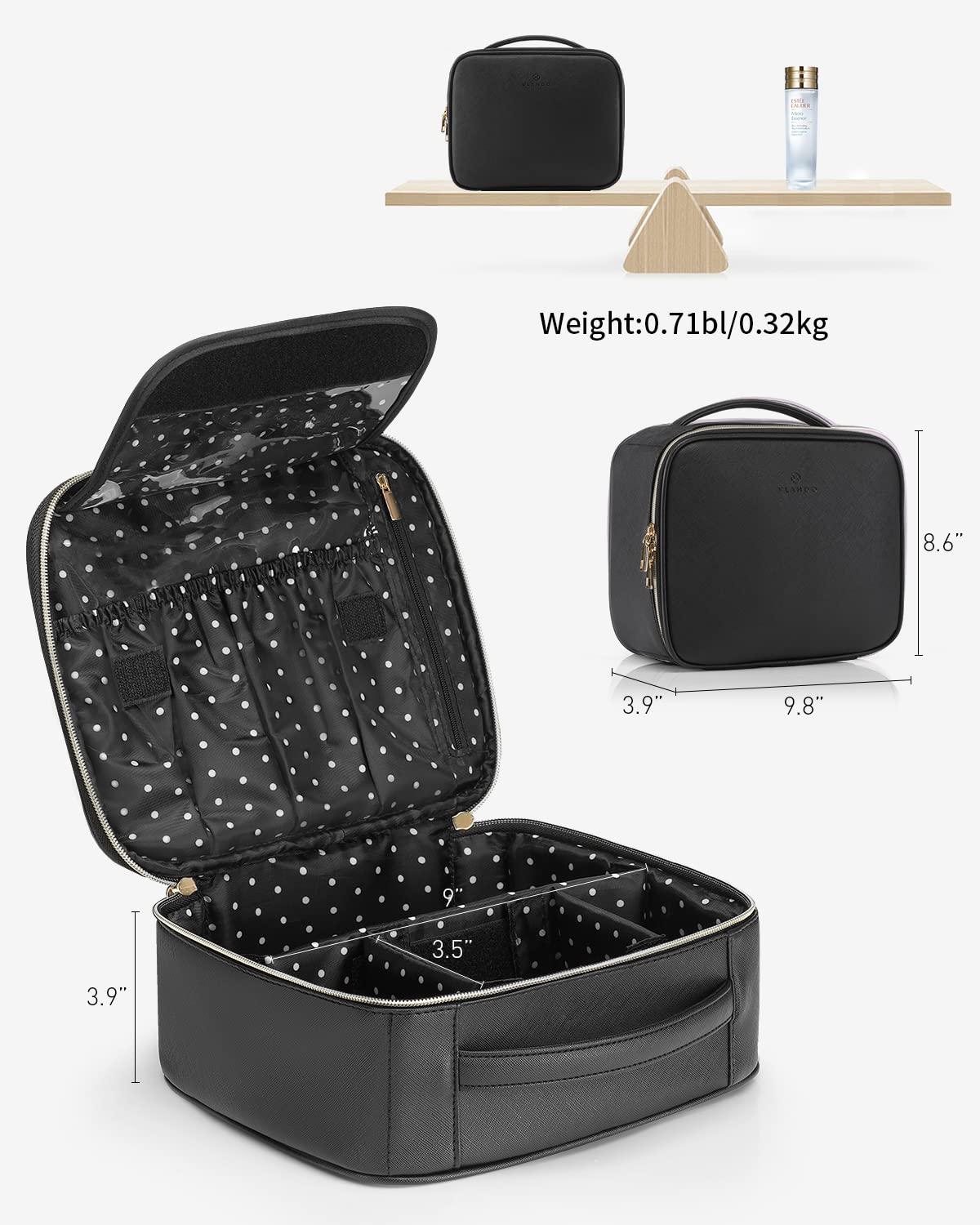 Vlando Vlando Valentines Day Gifts,Travel Makeup Bag Makeup Organizer Bag Travel Train Case Portable Cosmetic Artist Storage Bag with Adjustable Dividers for Cosmetics Makeup Brushes, Black