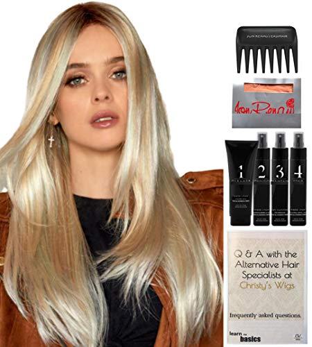 Rene of Paris & Christy's Wigs Bundle - 8 items: Lennox Wig by Rene of Paris, Christy's Wigs Q & A Booklet, 2oz Travel Size Wig Shampoo, Conditioning Spray, Flexible Spray, HD Smooth, Wide Tooth Comb & Wig Cap - Milk Tea-LR