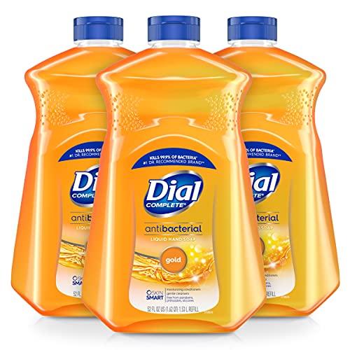 Dial Dial Complete Antibacterial Liquid Hand Soap Refill, Gold, 52 fl Oz (Pack of 3) & Complete Antibacterial Liquid Hand Soap, Gold, 11 fl oz (Pack of 4)