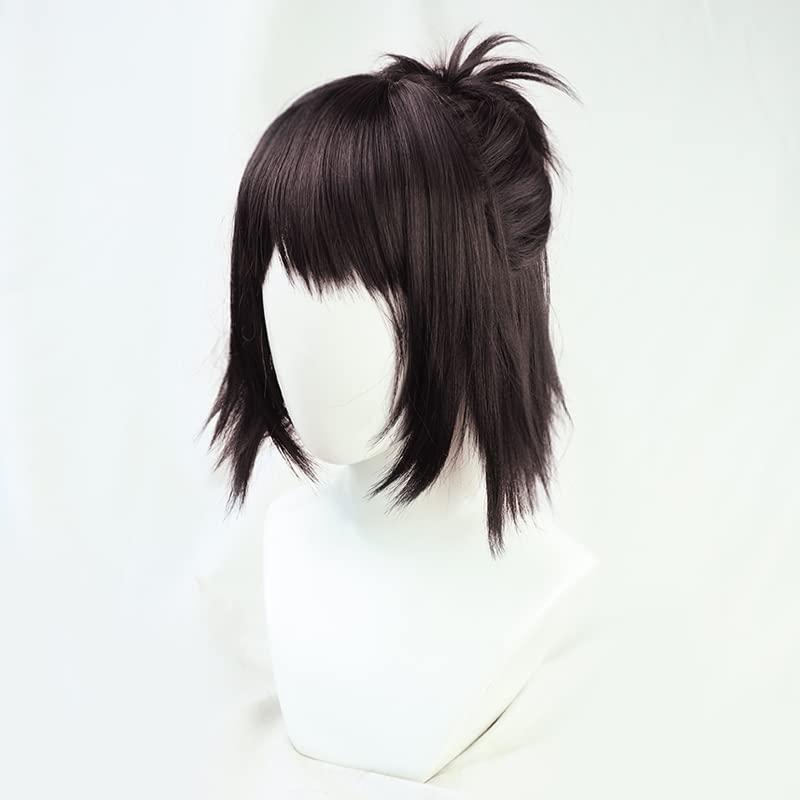 osseoca osseoca Hange Zoe Short Half Ponytail Dark Brown Synthetic Hair Japanese Cosplay Party Natural Female Wigs with Bangs