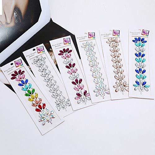 ARTEM Hair Gems Tattoo Stickers Face Body Jewels Stickers Eyes Forehead Mermaid Rhinestone Glitter Tattoos with Self Adhesive Crystal Tears Paste for DIY Body Art Decals, Music Festival Party(6 Pack)