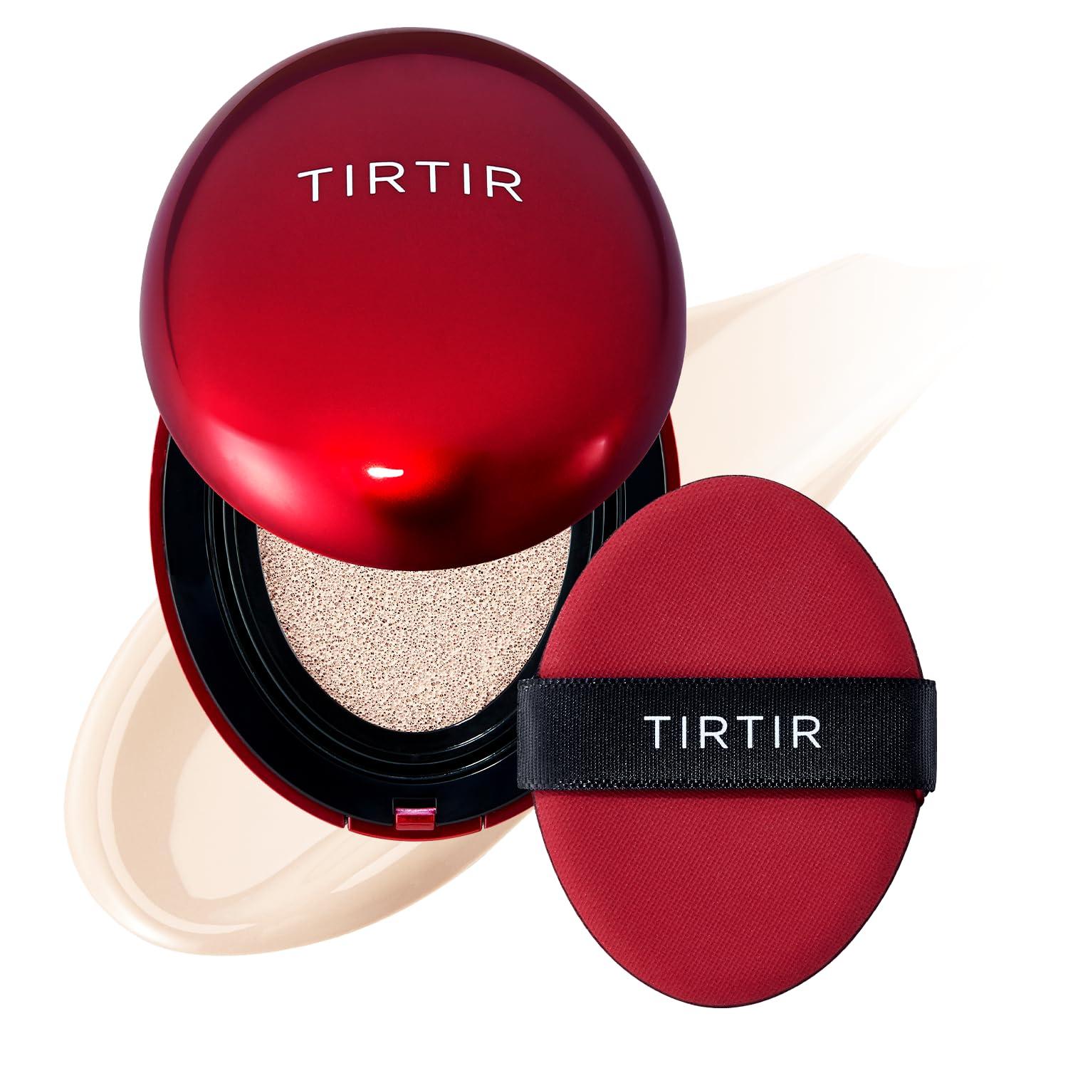 TIRTIR TIRTIR Mask Fit Red Cushion Foundation | Full coverage, Weighless, Skin fit, Satin Glow Finish, Korean cushion foundation (#10C Shell, 0.63 Fl Oz (Pack of 1))