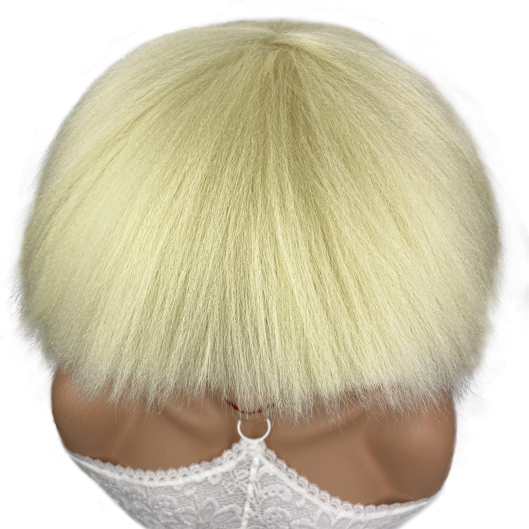 Aimole Aimole Yaki Straight Voluminous Mushroom Wig Blonde Mushroom Head Wig Bowl haircut Wigs Synthetic Wigs