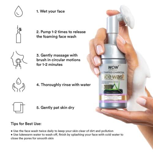 WOW Skin Science WOW Skin Science Activated Charcoal Face Wash With Built-In Face Brush For Removing Impurities - Detox, Cleanse, Purify - (100 ml)