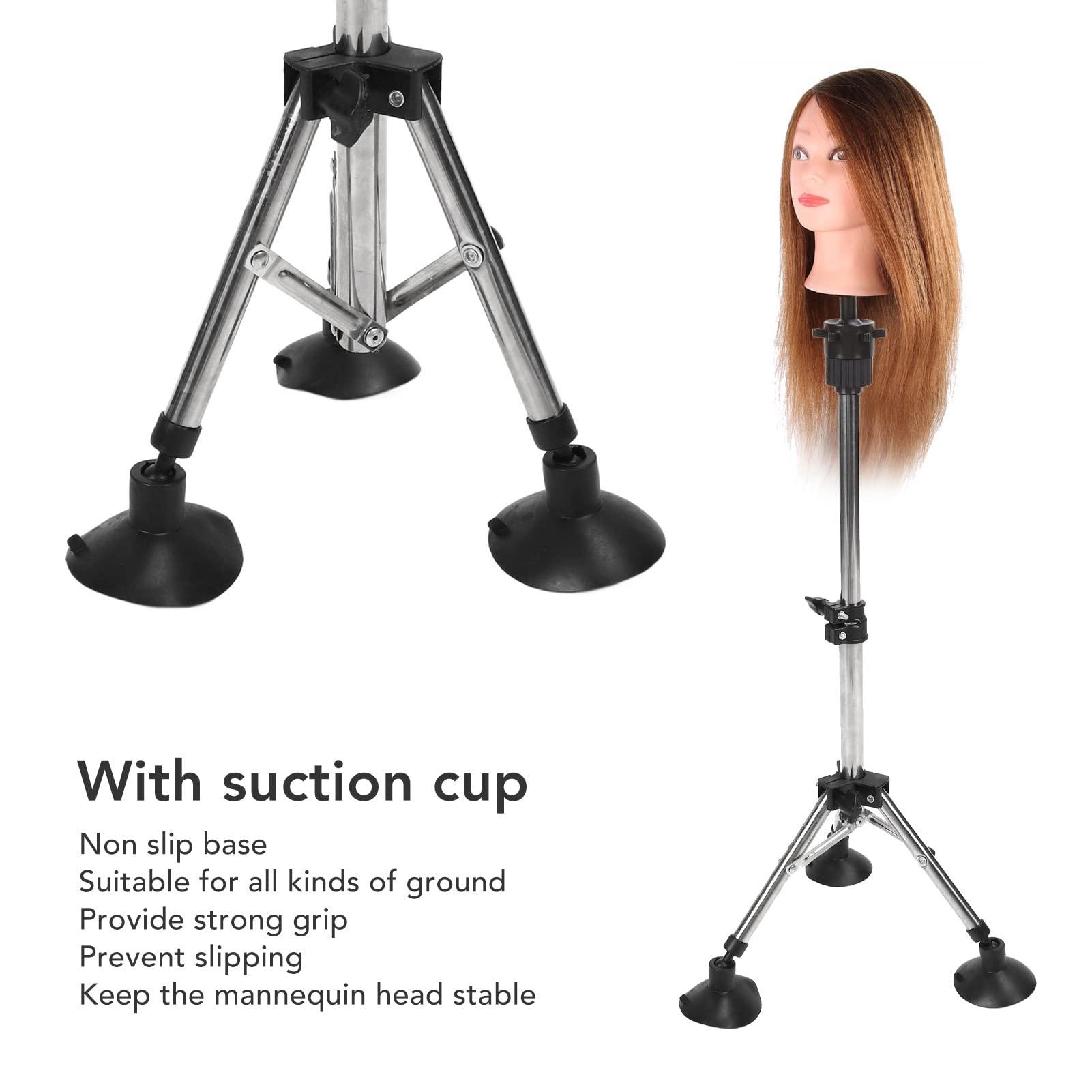 NSXAYIWE Mannequin Head Tripod Stand, Foldable Wig Head Stand Alloy Mannequin Head Holder Adjustable Mannequin Stand Tripod for Beauty Hairdressing Styling