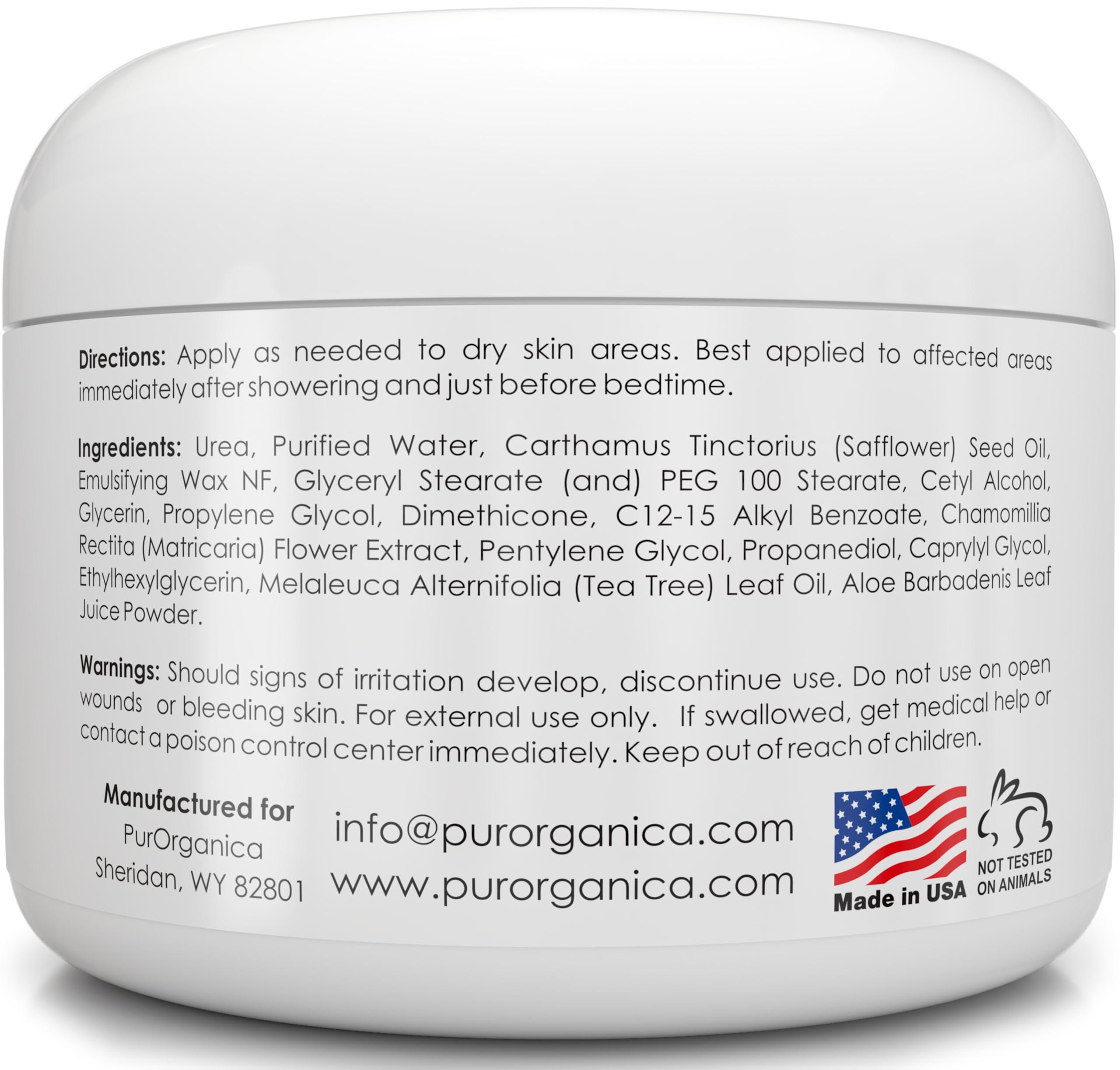 PurOrganica PurOrganica Urea 40% Foot Cream - Made in USA - Corn, Callus and Dead Skin Remover - Moisturizer & Rehydrater - For Thick, Cracked, Rough, Dead & Dry Skin - For Feet, Elbows and Hands - Pack of 2