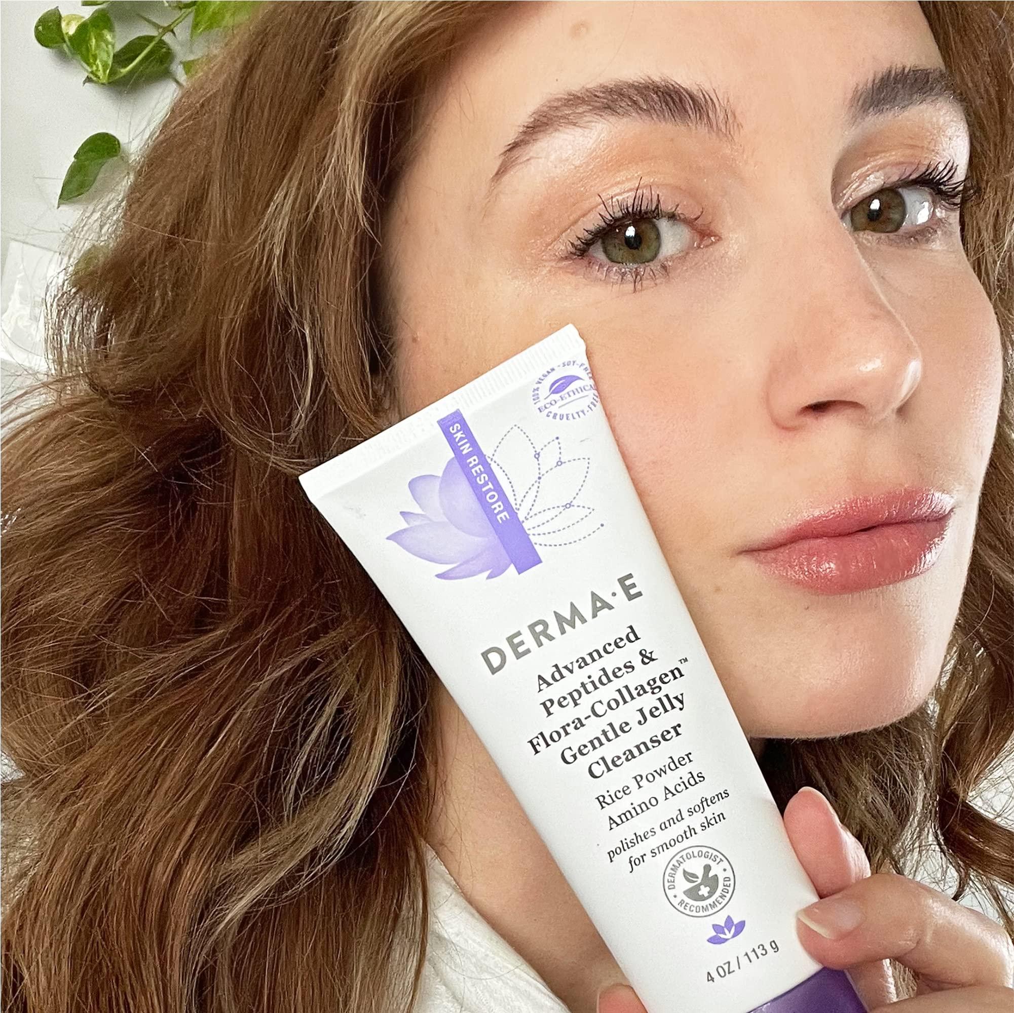 Derma E Derma E Advanced Peptides and Vegan Flora-Collagen Gentle Jelly Cleanser Cleansing Face Wash Brightens, Hydrates and Reduces Appearance of Facial Lines and Wrinkles, 4 Oz