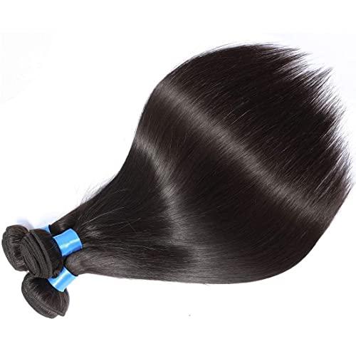 Cranberry Hair Cranberry Hair 3 Bundles Virgin Straight Hair Human Hair Extension Brazilian Hair Unprocessed Natural Black (14 16 18Inch)