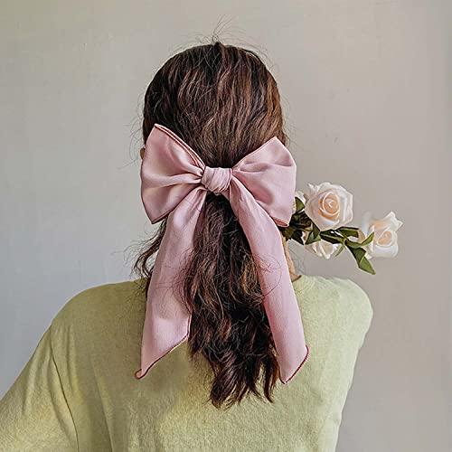 Blufly Blufly Ribbon Hair Scrunchies Printed Satin Silk Hair Scarves Striped Long Headband Plaid Hair Loop Bow Scrunchie Ponytail Holders Vintage Head Tie for Women and Girls (Pack of 4) (Style H)