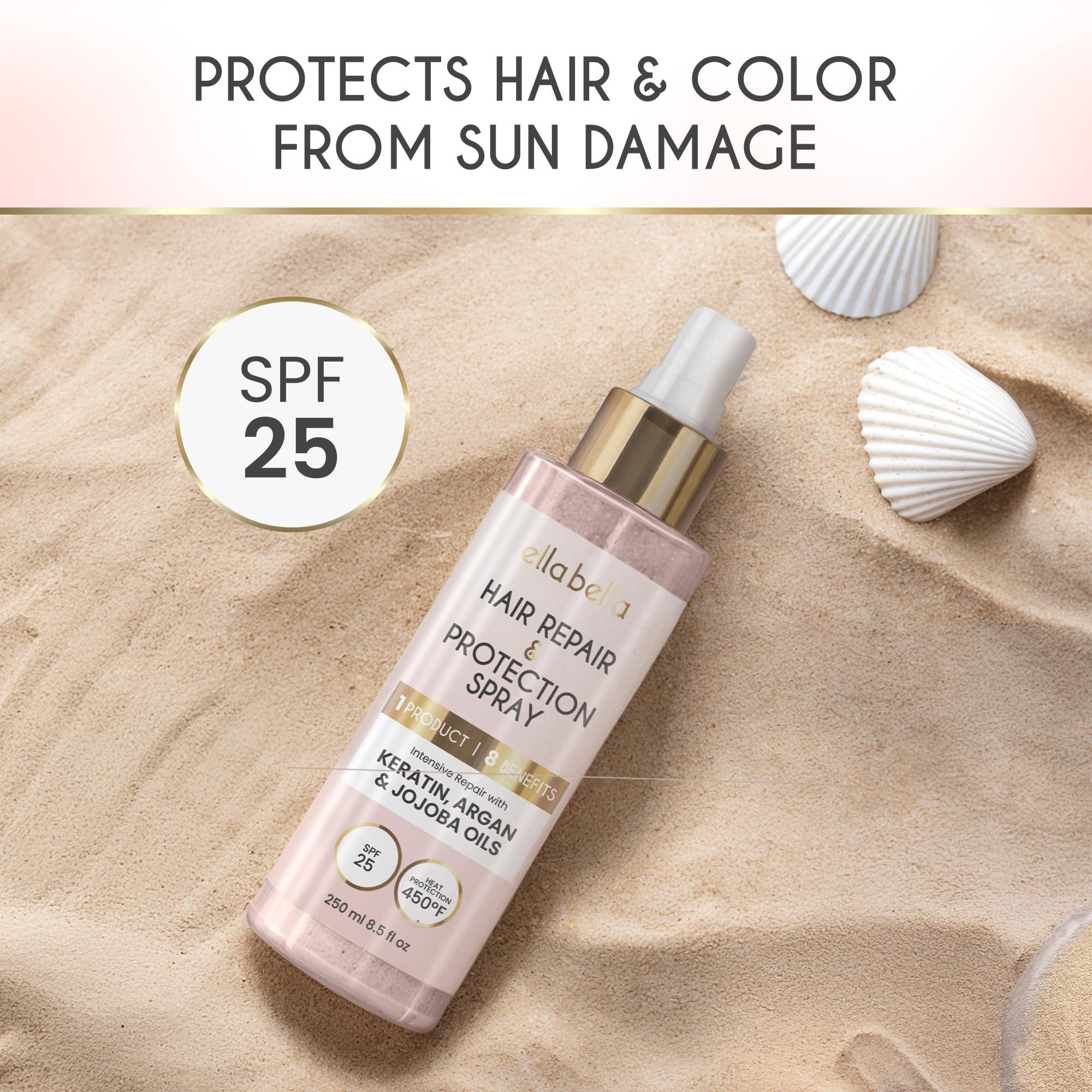 ELLA BELLA ELLA BELLA All-in-1 Heat Protectant Spray for Hair Repair, Protect, and Nourish with UV Shield Cruelty-Free Formula with Argan Oil, Jojoba, and Keratin Professional Hair Heat Protection Spray
