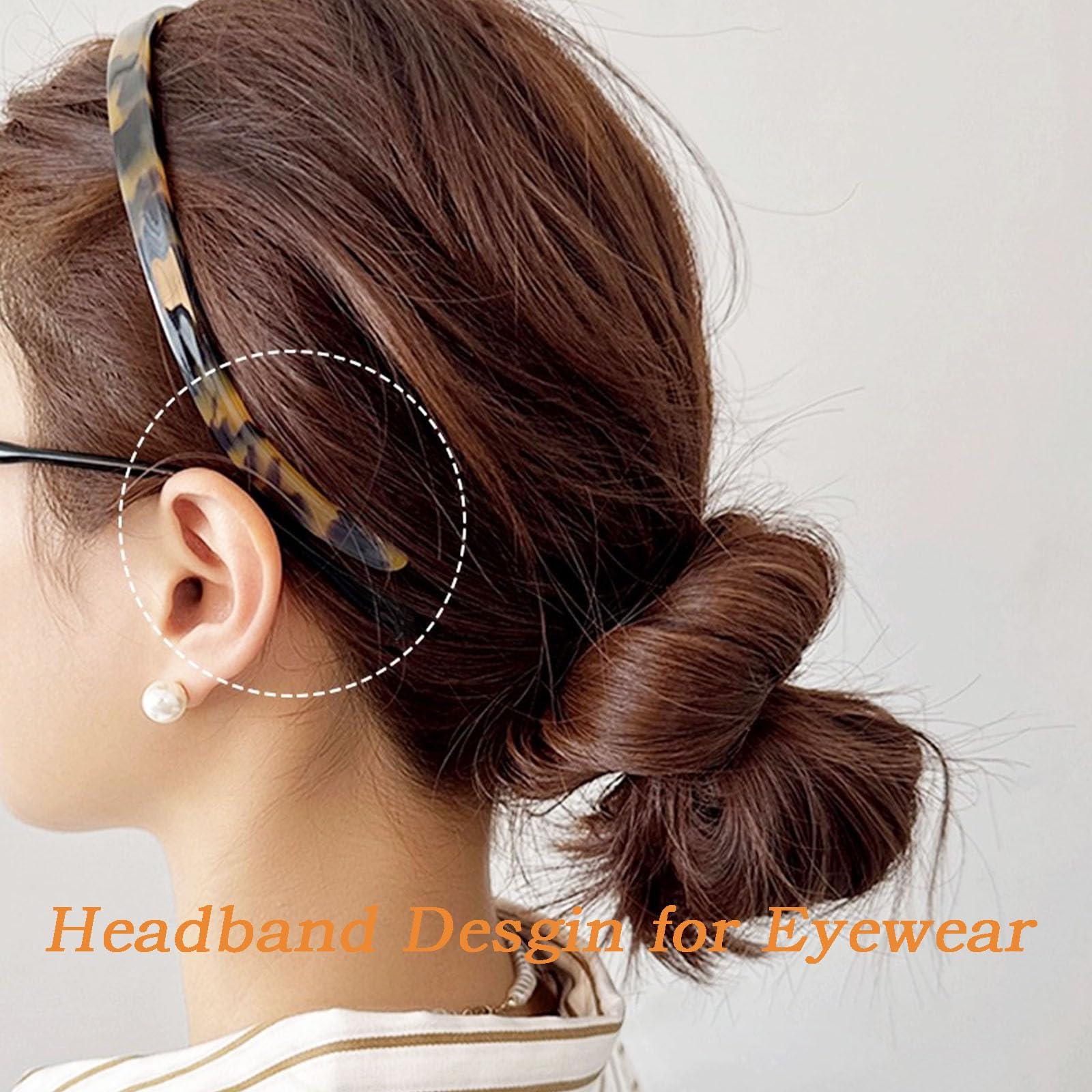 KOVOLITU KOVOLITU 3 Pack Eyewear Headbands Comfortable Plain Headbands for Women Headband Designed for Eyewear Fashion Skinny Headbands(Black,Tortoise,Amber)