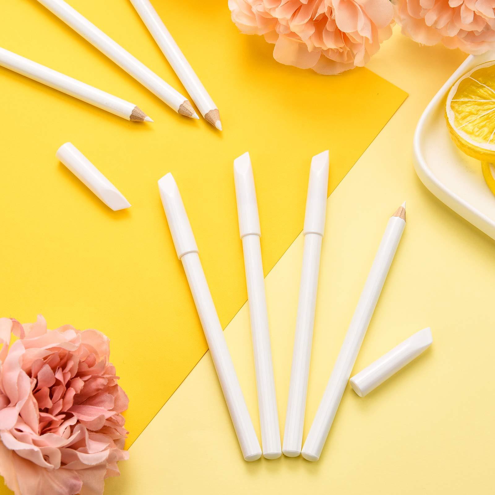 Maitys 8 Pieces White Pencil Under Nail 2-in-1 Nail Whitening Pencils French White manicure Pencils with Cuticle Pusher for DIY French Art Manicure Supplies