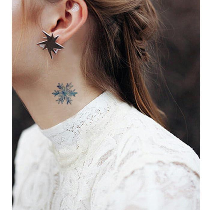 GoDdis 2 Pieces Of Snowflake Tattoo Stickers Temporary Tattoos Fake Tattoo For Men And Women, Waterproof And Long-Lasting, Small And Refreshing Behind-The-Ear