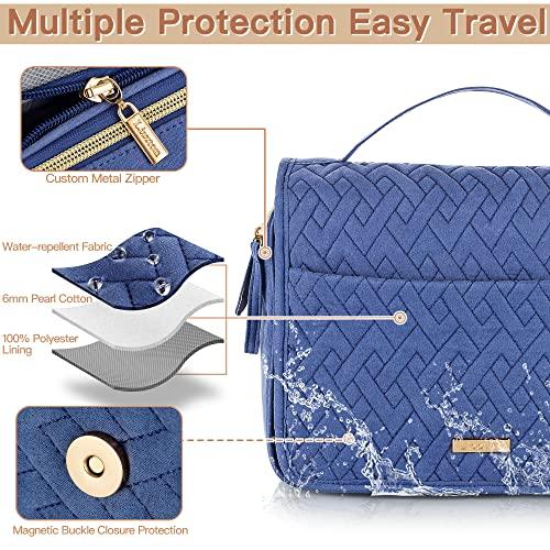Lizzton Lizzton Toiletry Bag Hanging Travel Organizer for Women, 3 in 1 Large Makeup Cosmetic Case for Toiletries Accessories, Water-resistant Dopp Kit Shaving Bag (Blue)