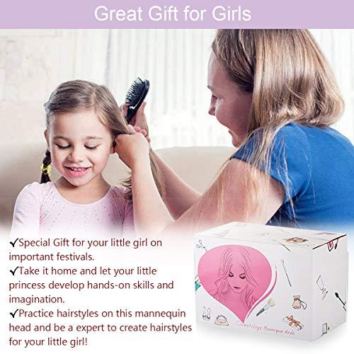 TopDirect Mannequin Head with Hair, TopDirect 26\" Training Head Hair Mannequin Manikin Head Cosmetology Doll Head Practice Styling Hairdressing Training Braiding Heads with Clamp Holder and Tool Set