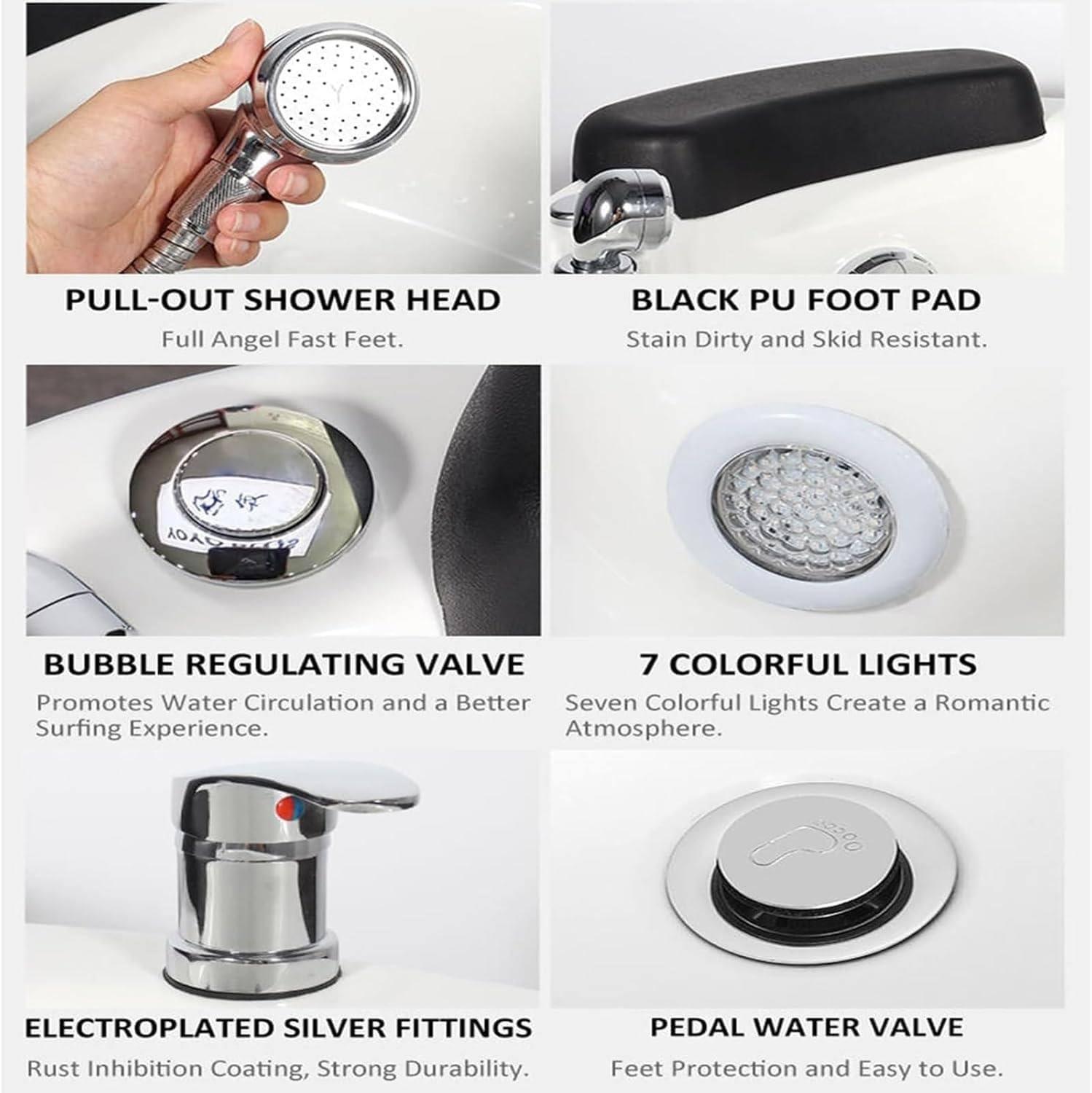 JIANGSS Acrylic Foot Bath,Home Foot Spa Pedicure Tub,Foot Detox Bucket Tub,Portable Foot Spa Bathtub,Deep Foot Bath Spa with Massage,Automatically Drain and Adjust Hot and Cold Water