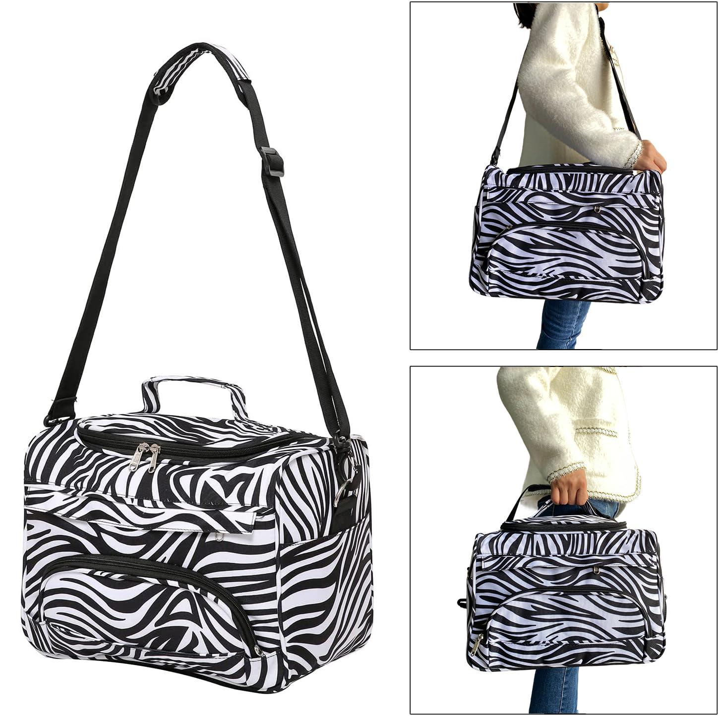 UISKOOPW UISKOOPW Hair Stylist Caddy Bag Hair Product Organizer Barber Bags for Clippers and Supplies with Shoulder Strap Hair Makeup Salon Organizer Bag (Zebra)