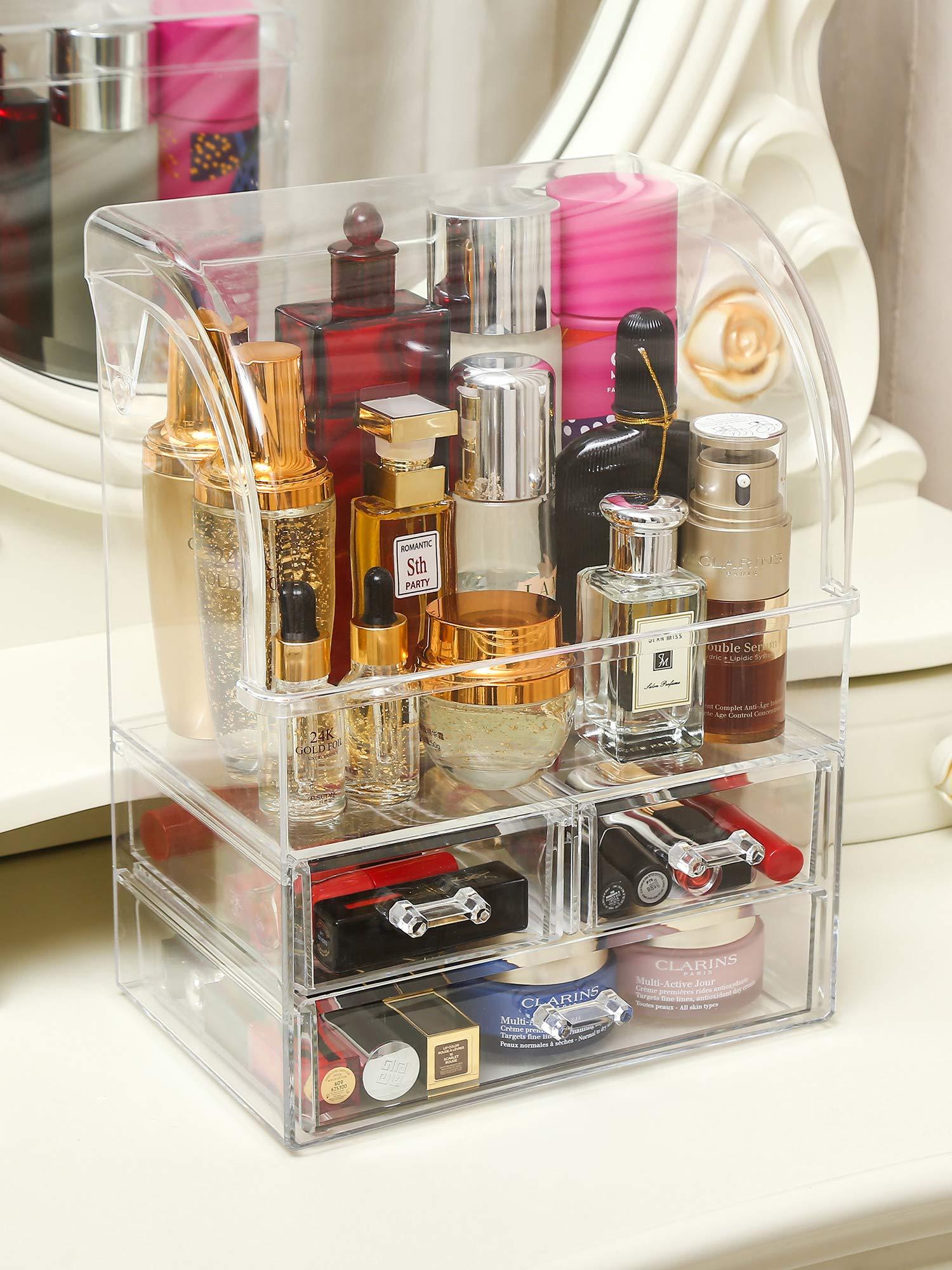 MOOCHI MOOCHI Professional Cosmetic Makeup Organizer Dust Water Proof Cosmetics Storage Display Case with Drawers Portable For Brushes Lipsticks Jewelry