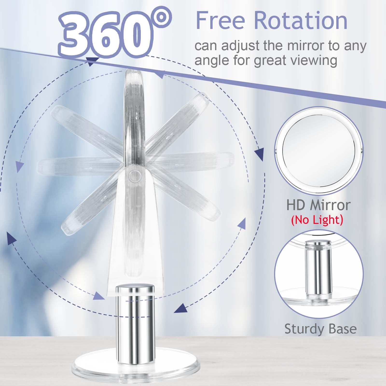 CLSEVXY CLSEVXY Vanity Mirror with Stand, 1X/15X Magnification Double Sided 360 Swivel, Portable Table Desk Countertop Mirror for Bathroom & Shaving