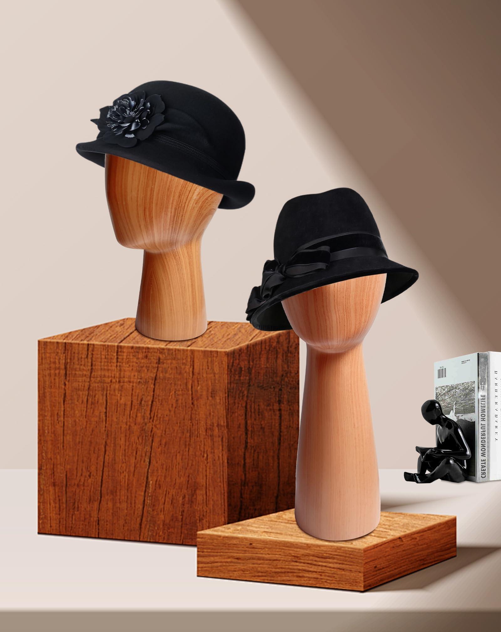 CHADWICK CHADWICK Mannequin Head Block, Hat and Wig Display Stand, Imitation Wooden Wig Head Stand, Abstract Dome Model Head, Manikin Head Hat Holder for Shop, Hair Salon, Home Decor, Durable GFRP Material