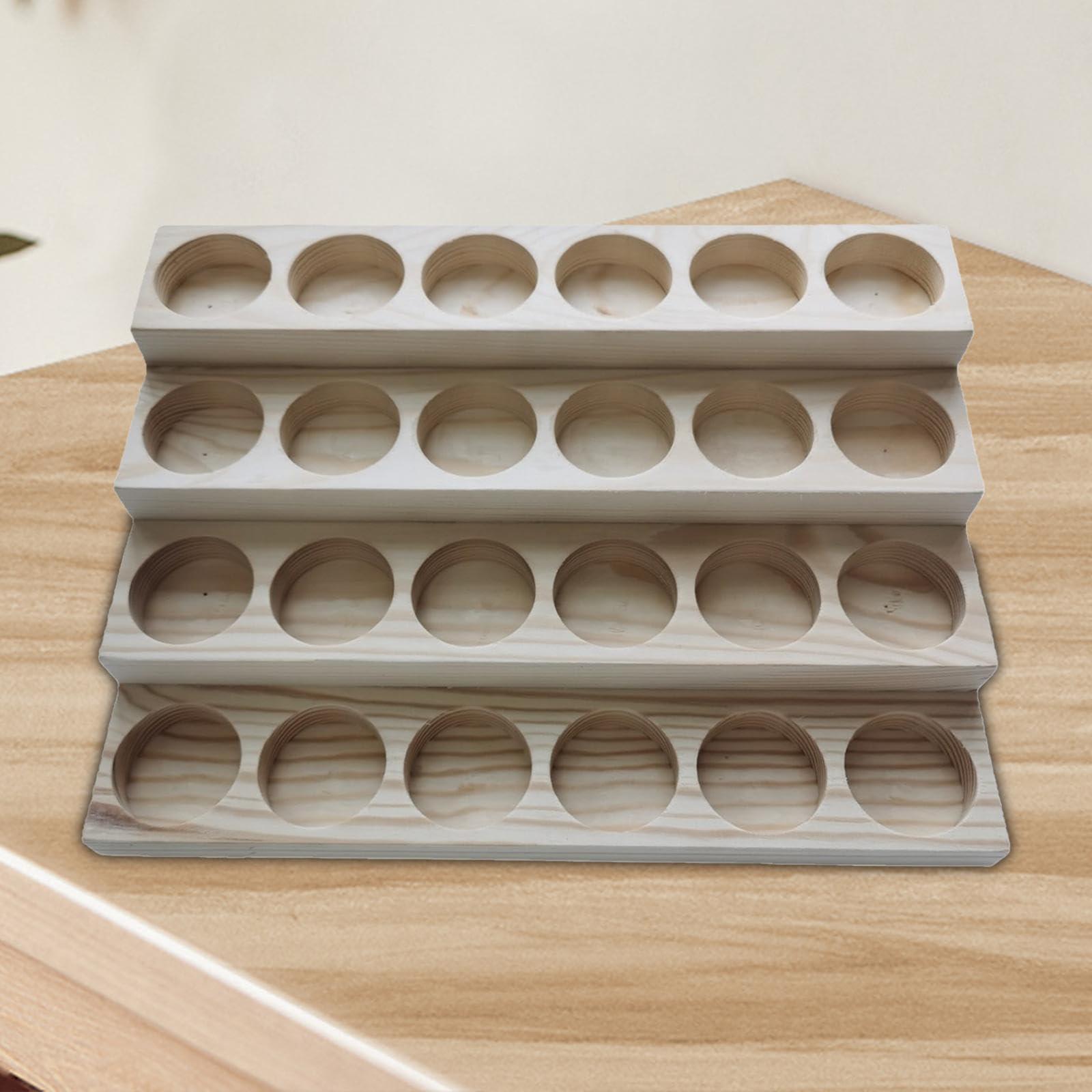 Amagogo Amagogo Essential Oil Display Stand Multi Layer Wooden 24 Slots Display Shelves Organizer Essential Oil Holders Cosmetic Storage Rack