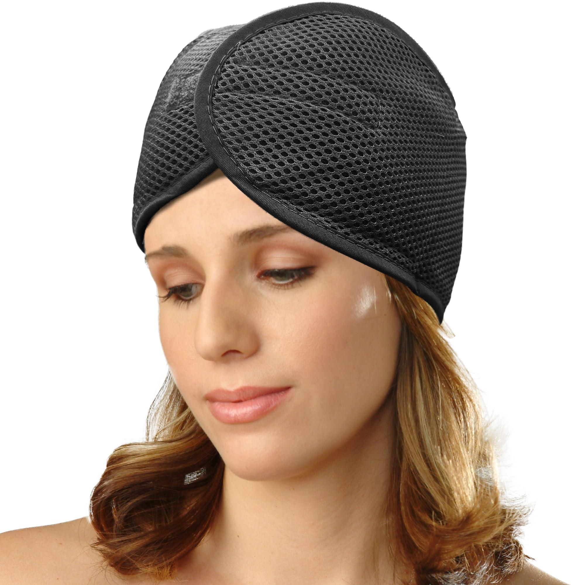 DONNA DONNA Deluxe Foam Velcro Headband, Silk Hair Wraps for Face Wash, Makeup and Hair Accessories BLACK