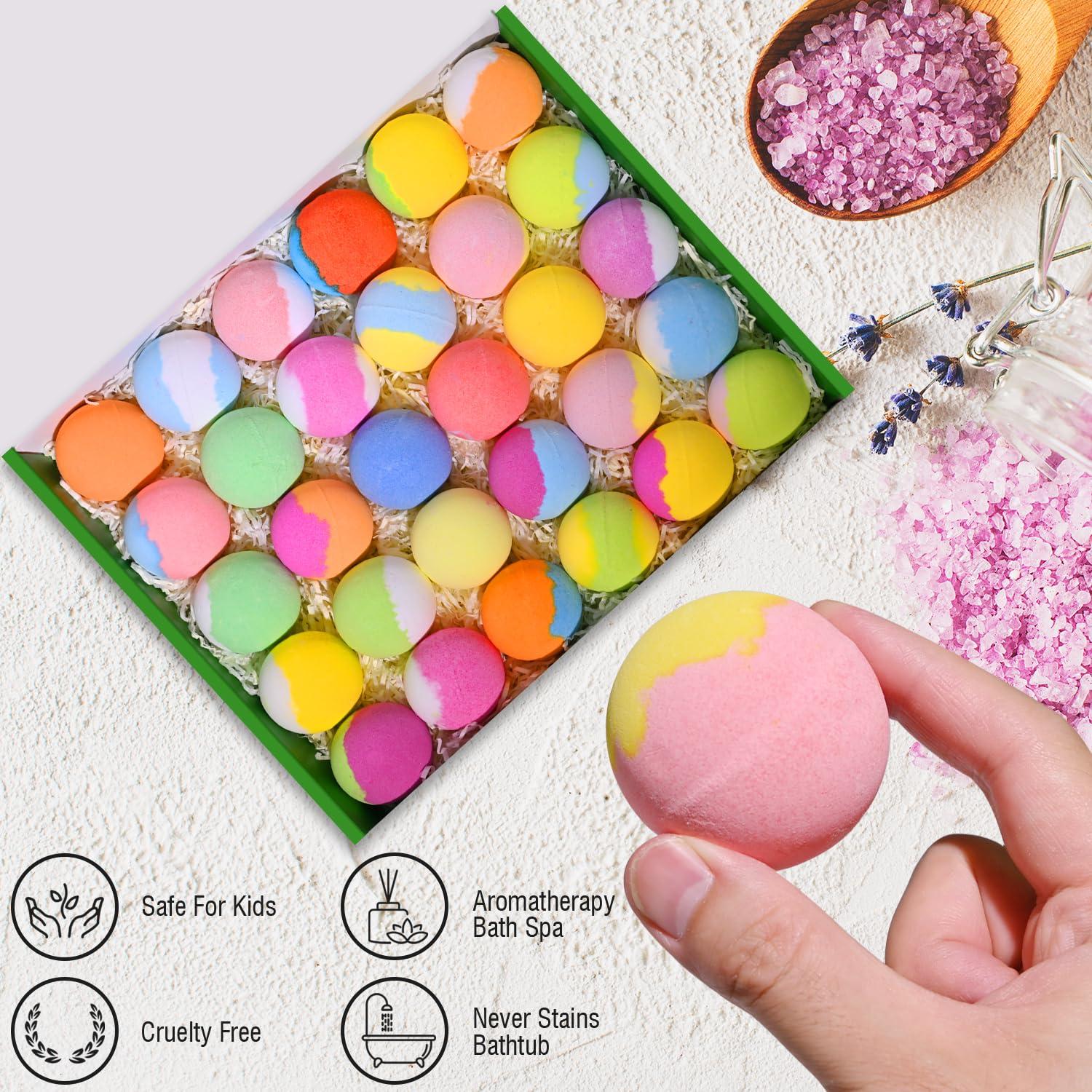 Excalla Bath Bombs for Kids with Toys Inside for Girls Boys - 30 Pack Bath Bombs Gift Set with Surprise, Kids Safe Bubble Bath Fizzy Balls Halloween Christmas Birthday Gift Kit