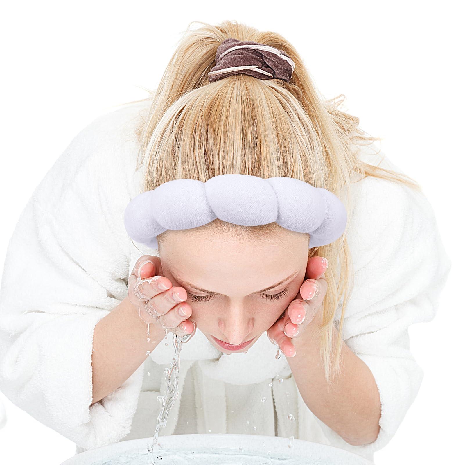 Zkptops Zkptops Spa Headband for Washing Face Wristband Set Sponge Makeup Skin Care White Headband Wrist Towels Bubble Soft Sponge Hairband for Women Puffy Headwear Winter Non Slip Thick Thin Hair Accessory