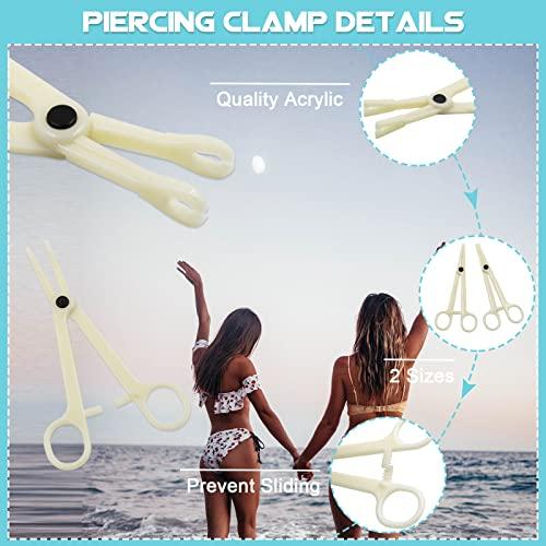 WZPB WZPB Nipple Piercing Kit for Women, 22Pcs Nipple Piercing Kit with 6 Pieces Nipple Piercing Rings Nipple Needle Kit Piercing Jewelry Barbell Heart Curved Shape Rings Barbell Piercing Clamps Needles